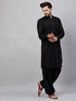 Men's Black Cotton Blend Pathani Suit Set
